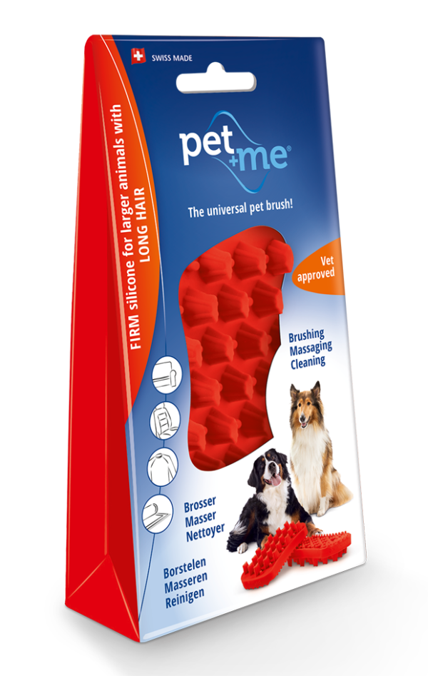 Pet+Me Dog Long Hair Brush Red