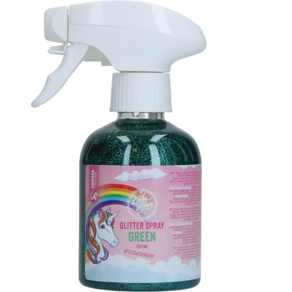 Lucky Horse Unicorn Groen Glitterspray