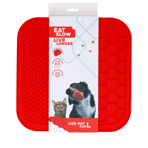 Eat Slow Live Longer Lick Mat Duo L Red