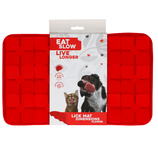 Eat Slow Live Longer Lick Mat Dimensions Flower Red