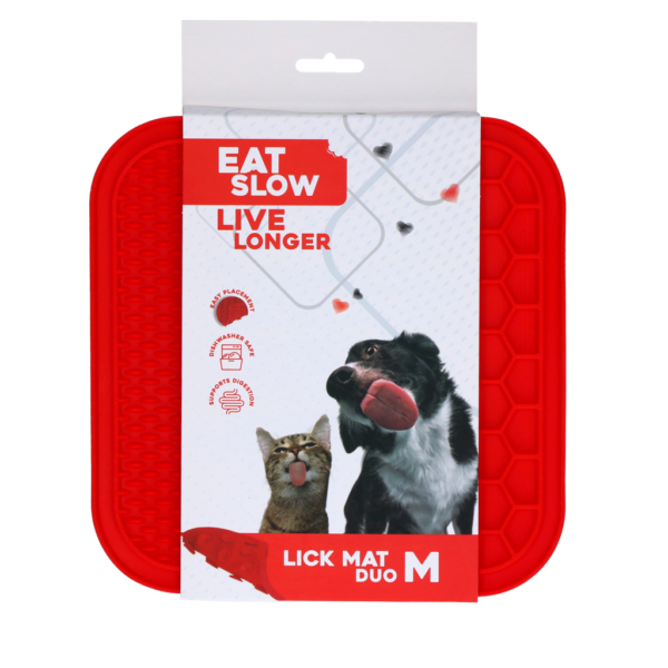 Eat Slow Live Longer Lick Mat Duo M Red