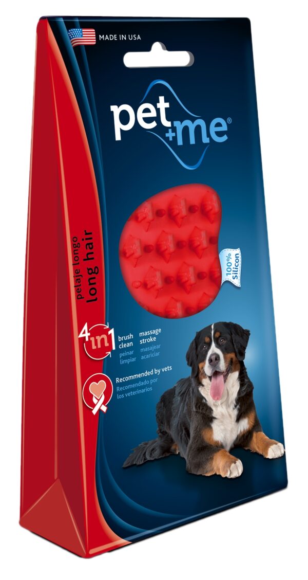 Pet+Me Dog Long Hair Brush Red - Afbeelding 3