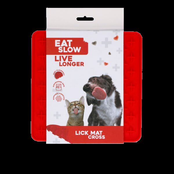 Eat Slow Live Longer Lick Mat Cross Rood - Afbeelding 2