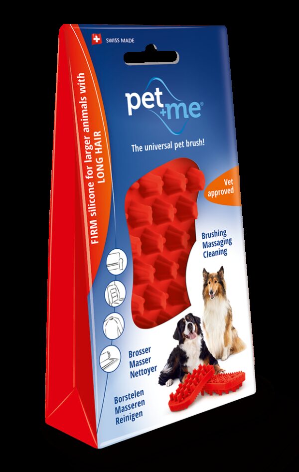 Pet+Me Dog Long Hair Brush Red - Afbeelding 2